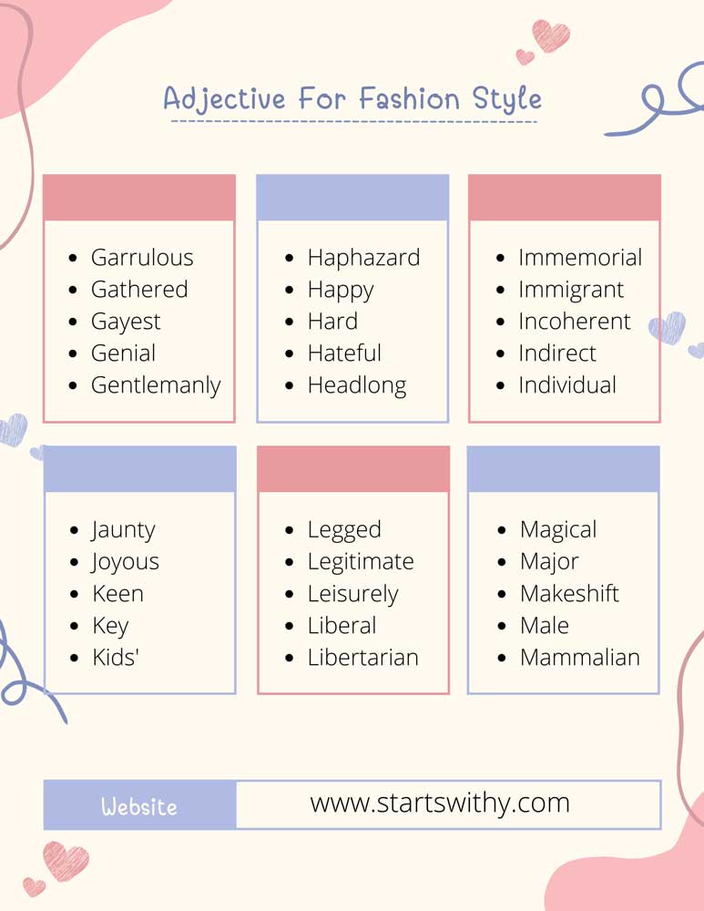 Adjective For Fashion Style