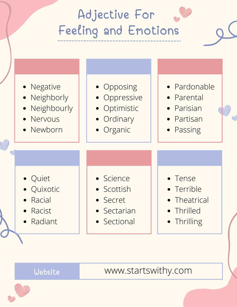 Adjective For Feeling and Emotions
