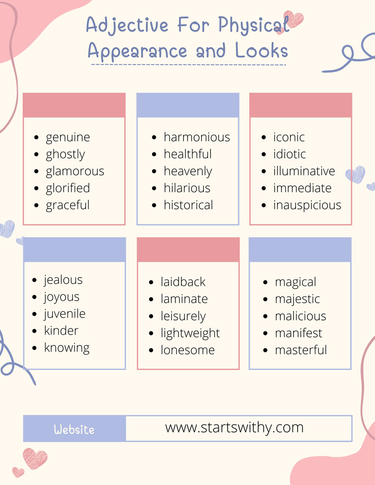 Adjective For Physical Appearance and Looks
