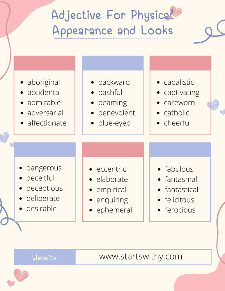 Adjective For Physical Appearance and Looks