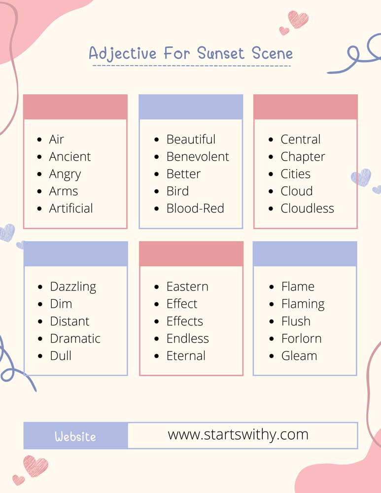 Adjective For Sunset Scene