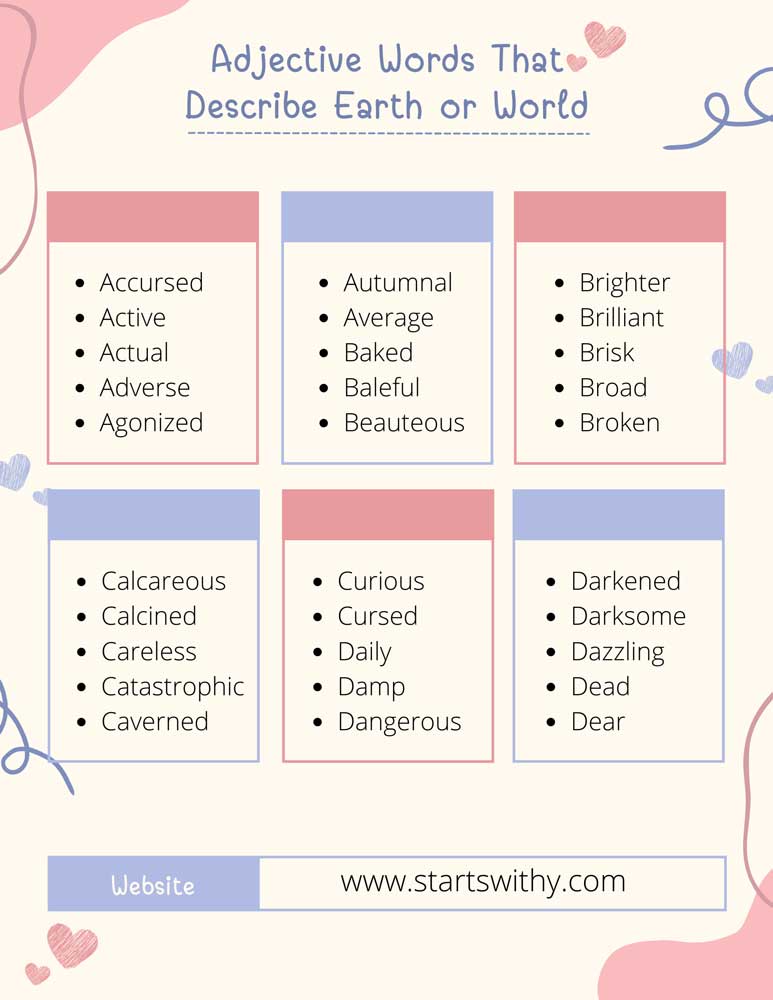 Adjective Words That Describe Earth or World