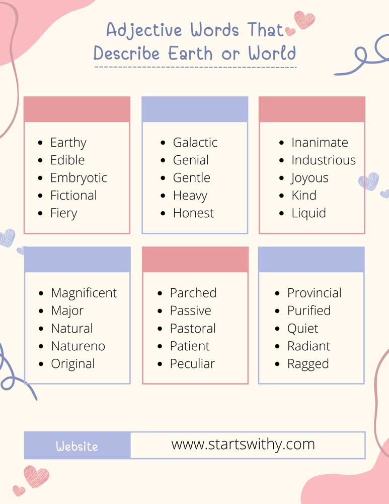 Adjective Words That Describe Earth or World