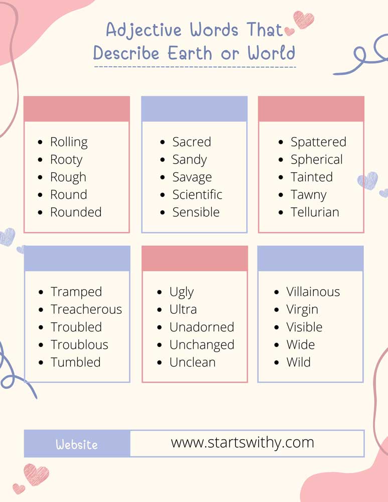 Adjective Words That Describe Earth or World
