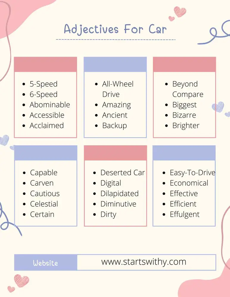 Adjectives For Car