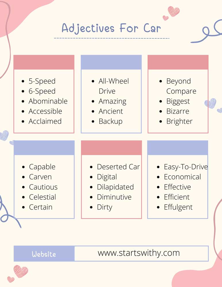 Adjectives For Car