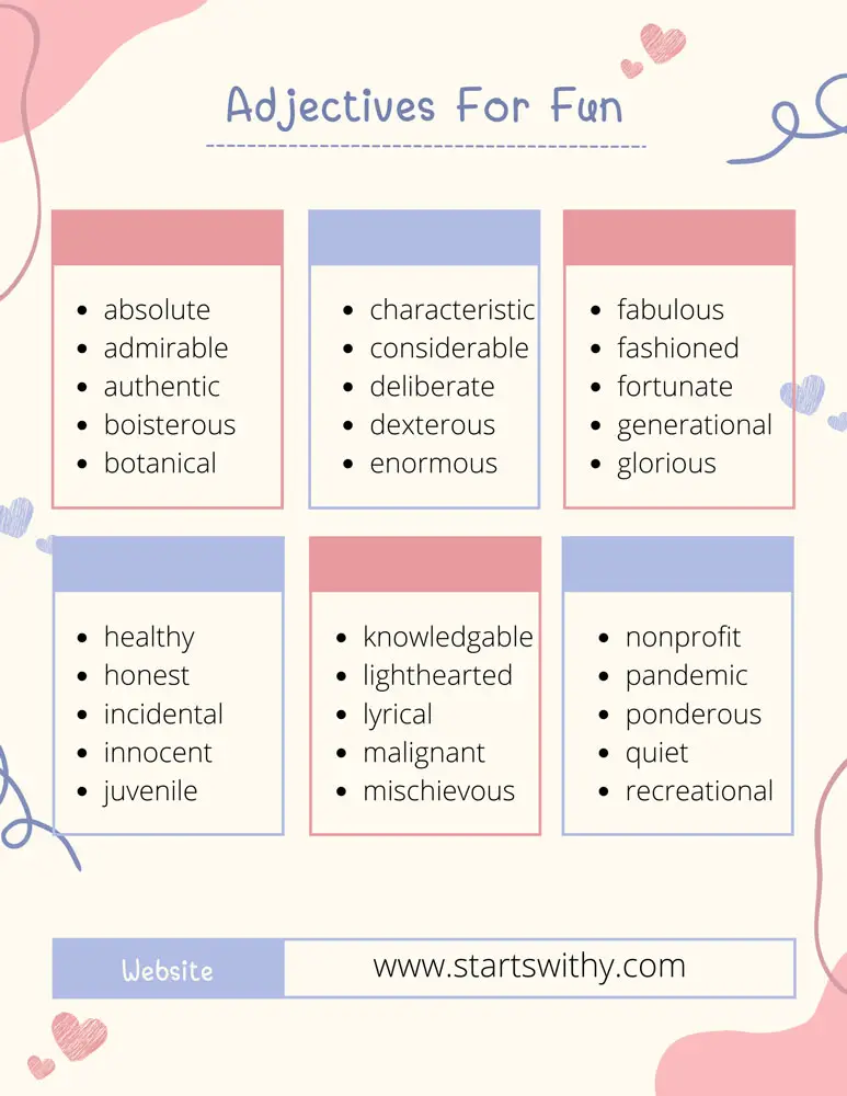 Adjectives For Fun