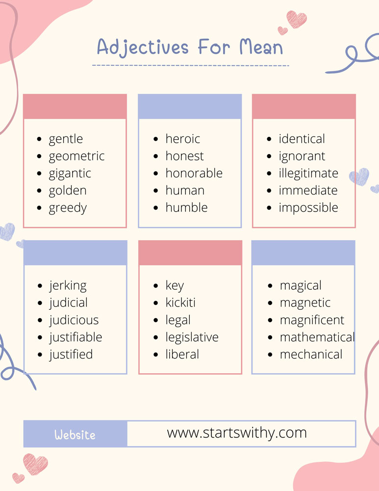 Adjectives For Mean