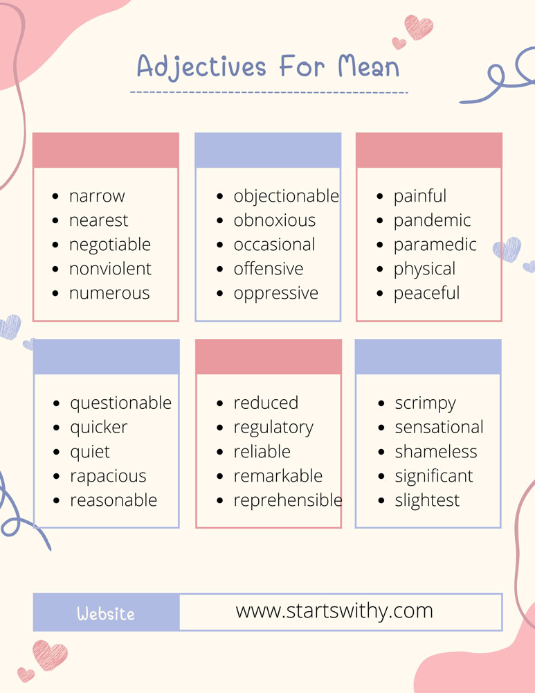 Adjectives For Mean