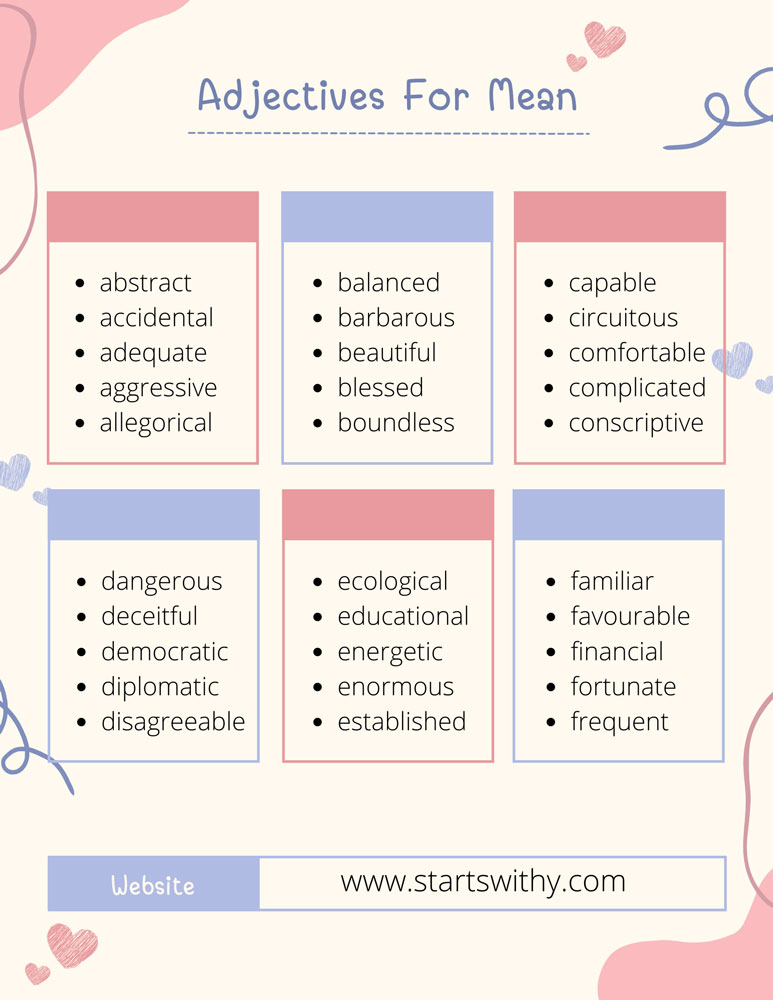 Adjectives For Mean