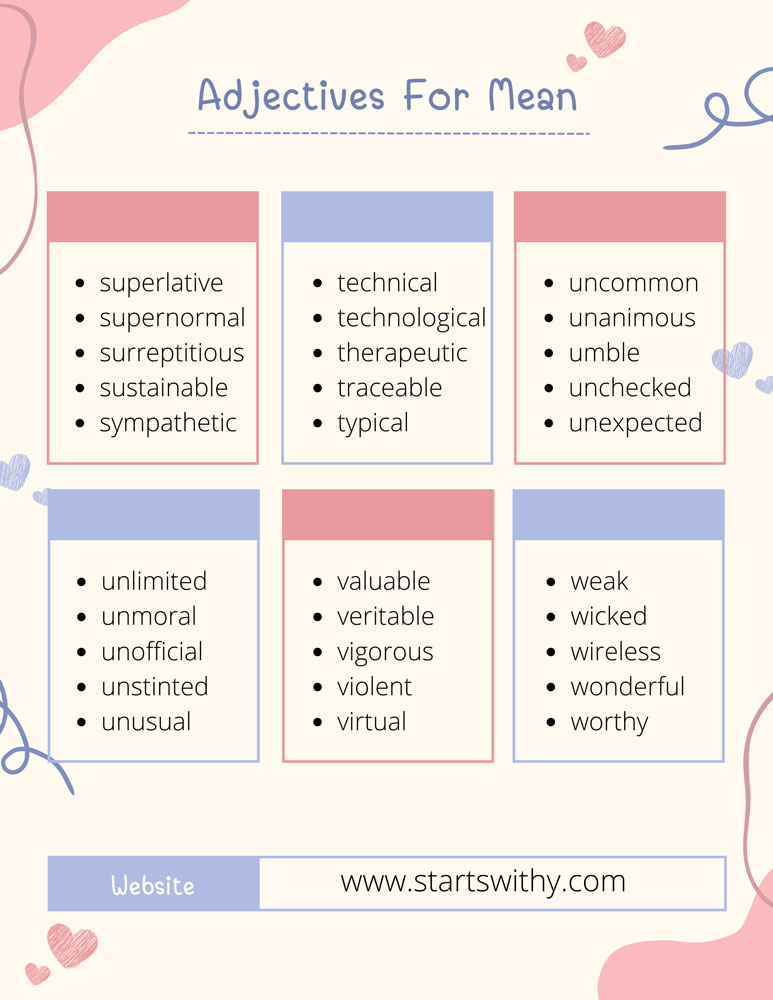 Adjectives For Mean