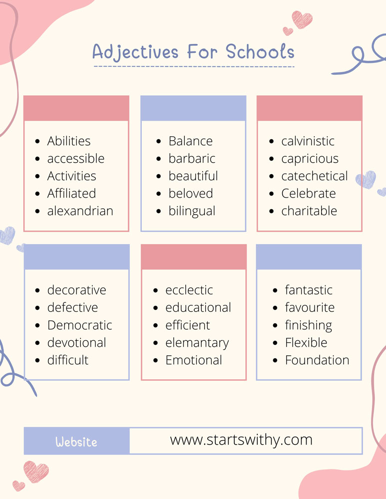 Adjectives For Schools