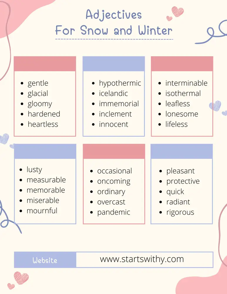 Adjectives For Snow and Winter