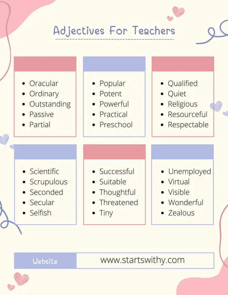 Adjectives For Teachers