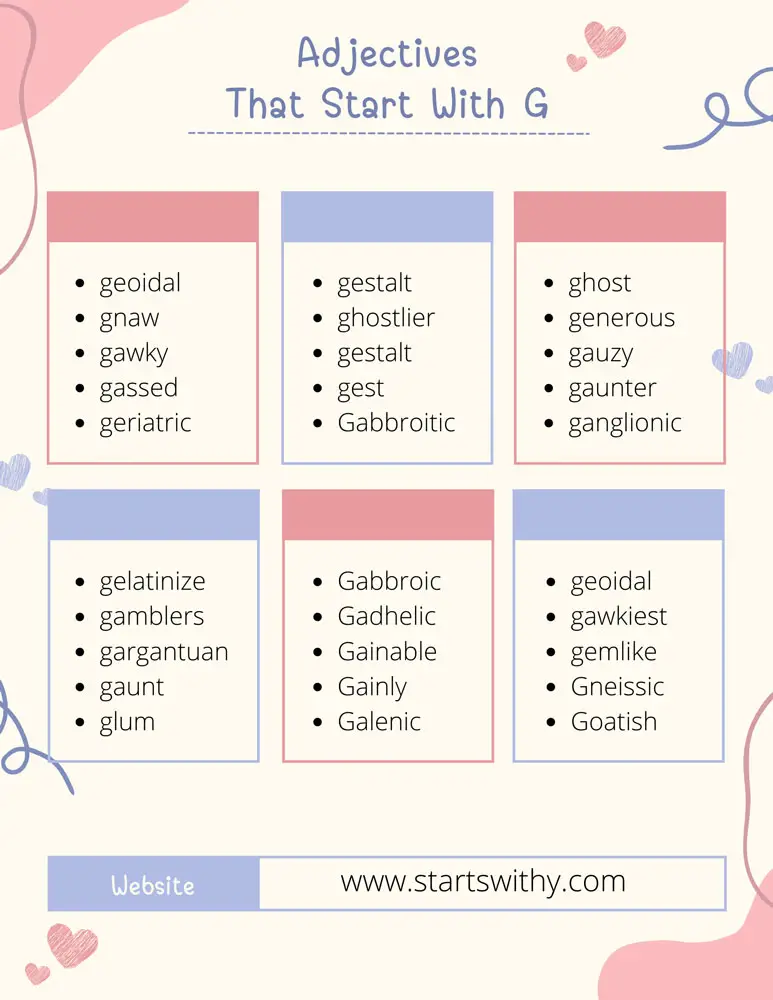 Adjectives That Start With G