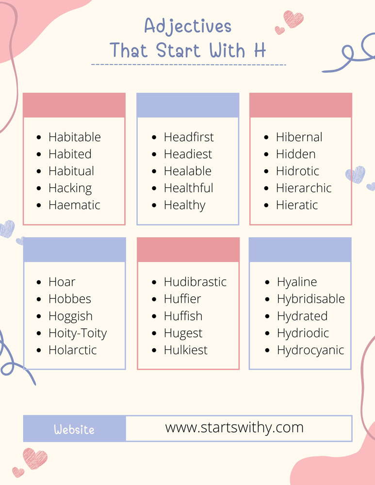 Adjectives That Start With H