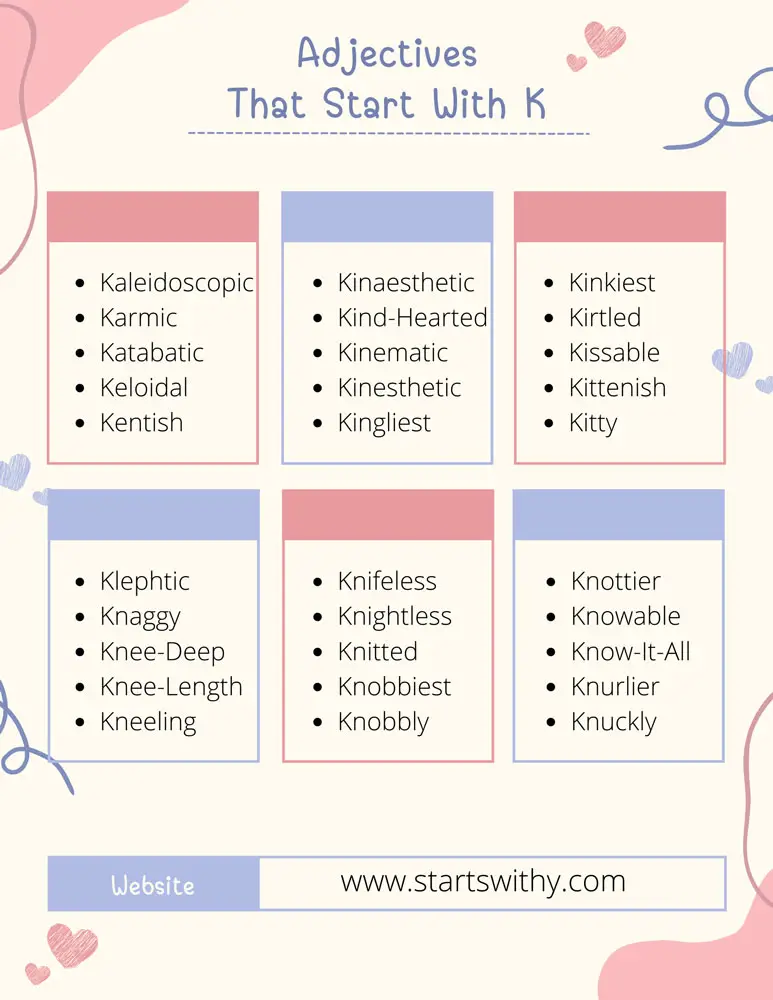 Adjectives That Start With K