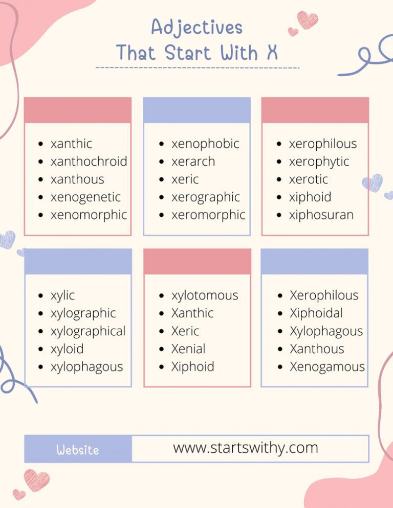Adjectives That Start With X