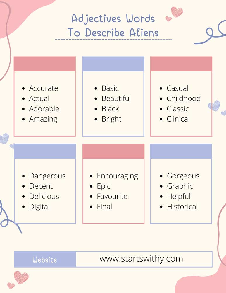 Adjectives Words To Describe Aliens