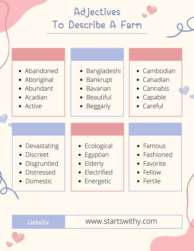 Adjectives to describe a farm