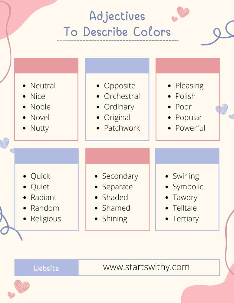 Adjectives to describe colors