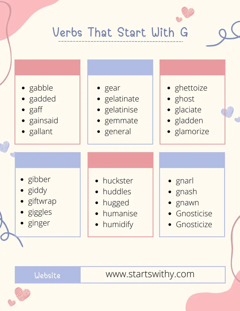 Verbs That Start With G