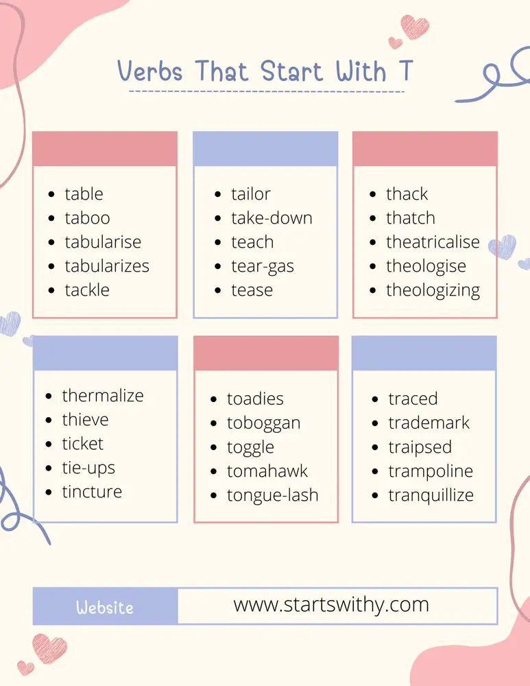 Verbs That Start With T
