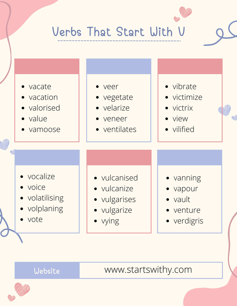 Verbs That Start With V