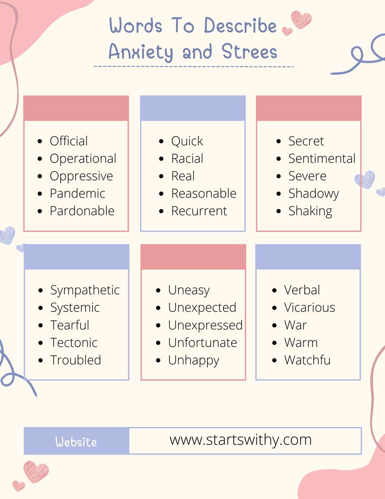 Words To Describe Anxiety and Strees