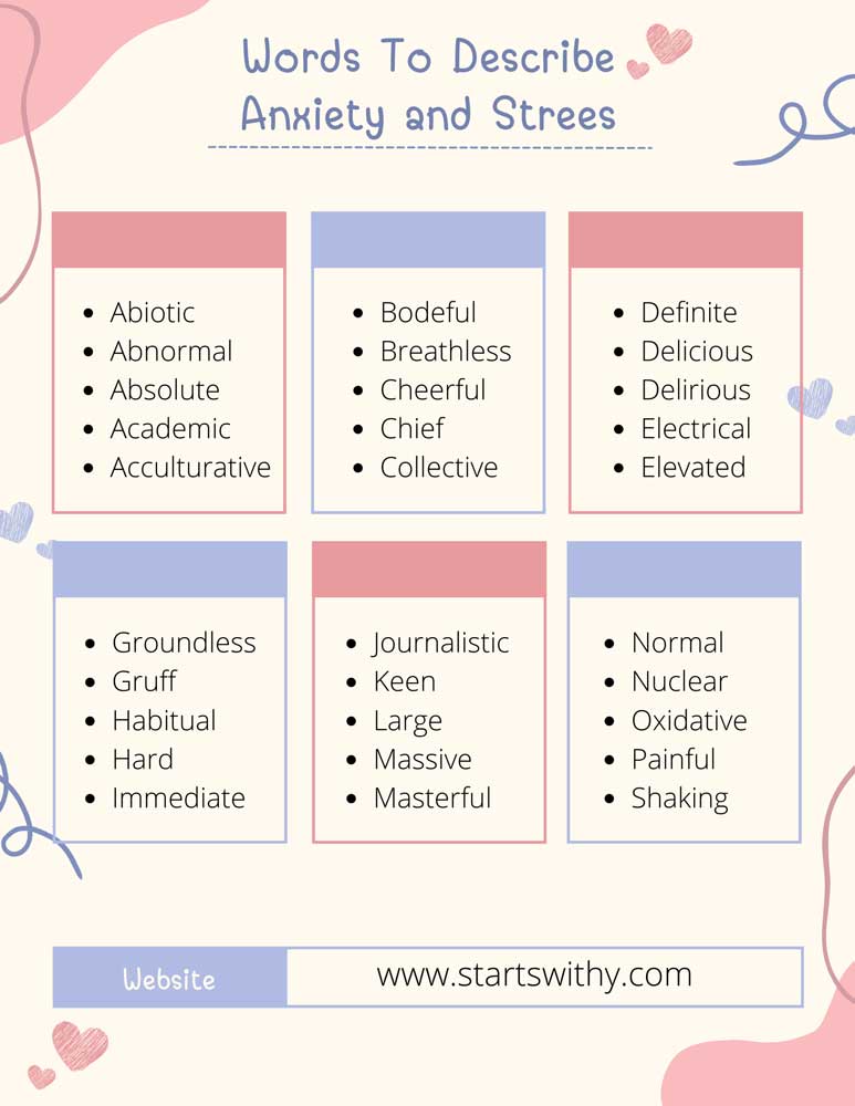 Words To Describe Anxiety and Strees