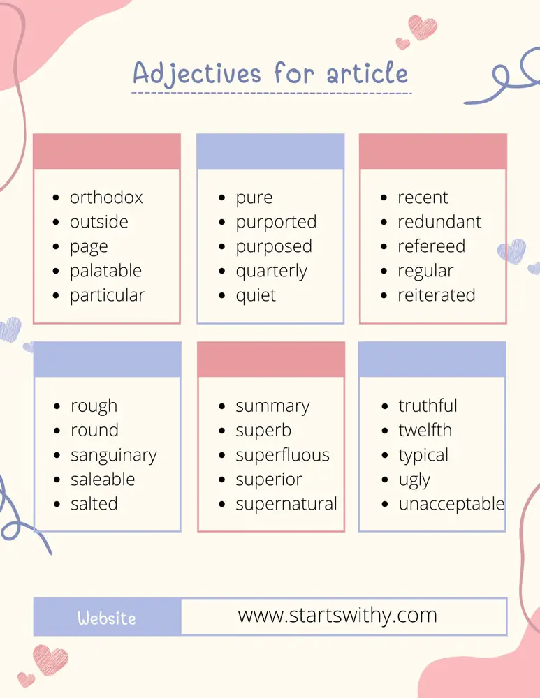 adjectives for article