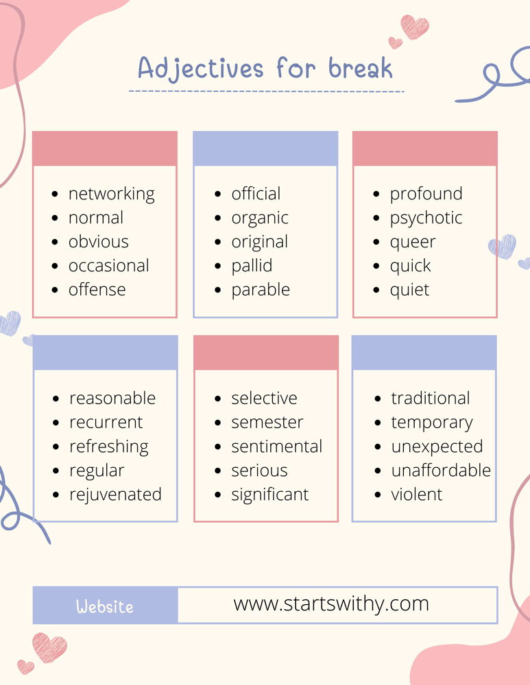 adjectives for break