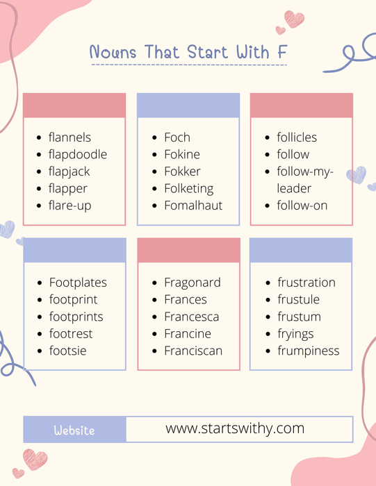 Nouns That Start With F
