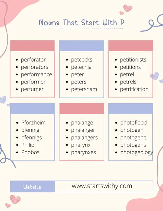 Nouns That Start With P