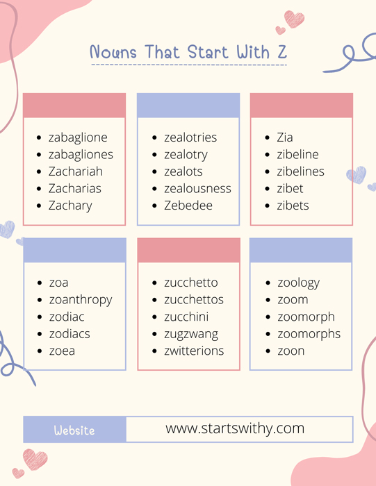 Nouns That Start With Z