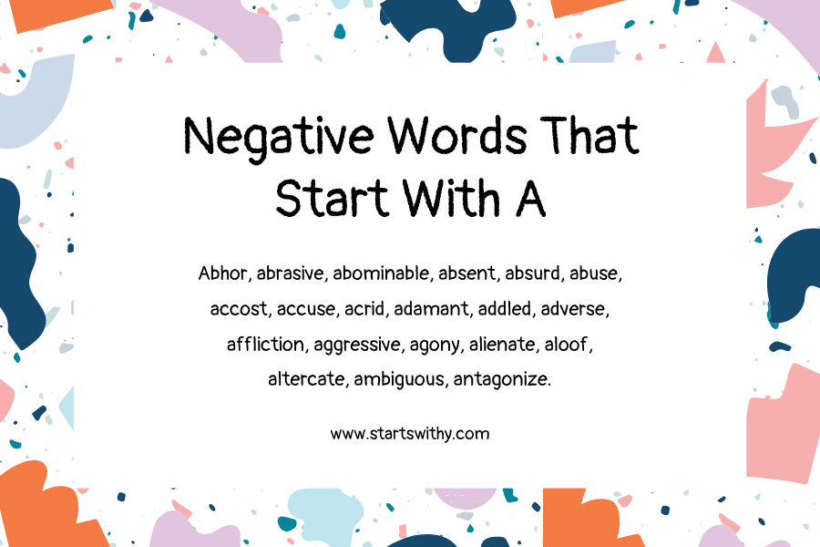 Negative Words That Start With A