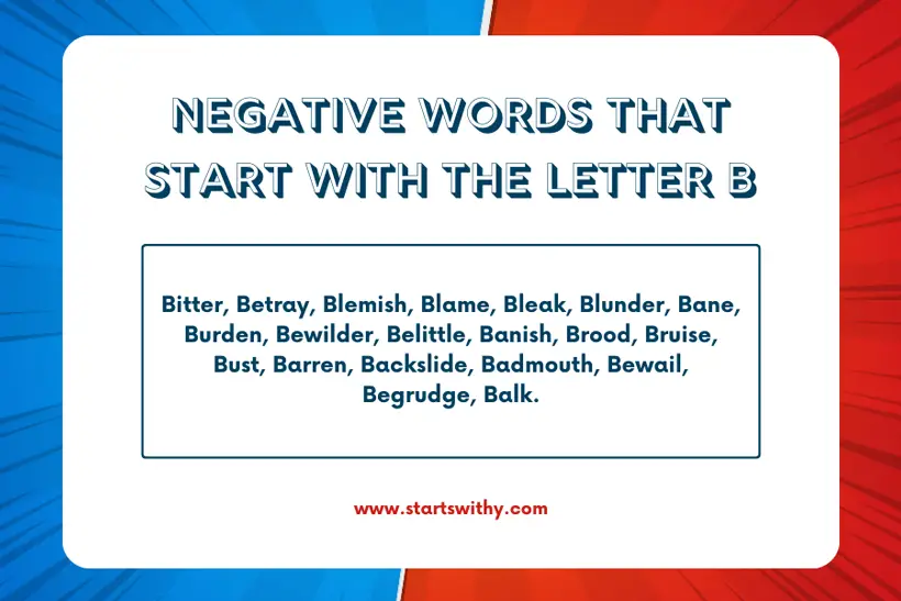 Negative Words That Start With The Letter B