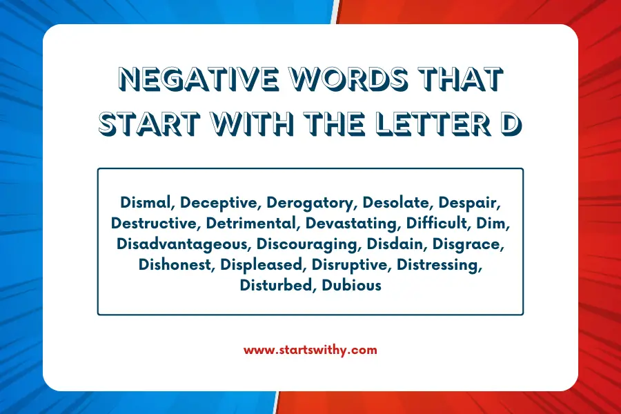 Negative Words That Start With The Letter D
