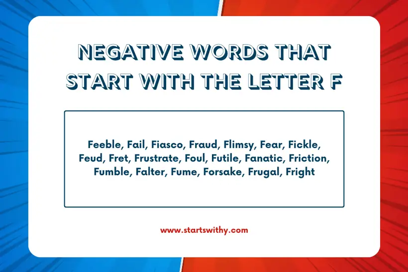 Negative Words That Start With The Letter F