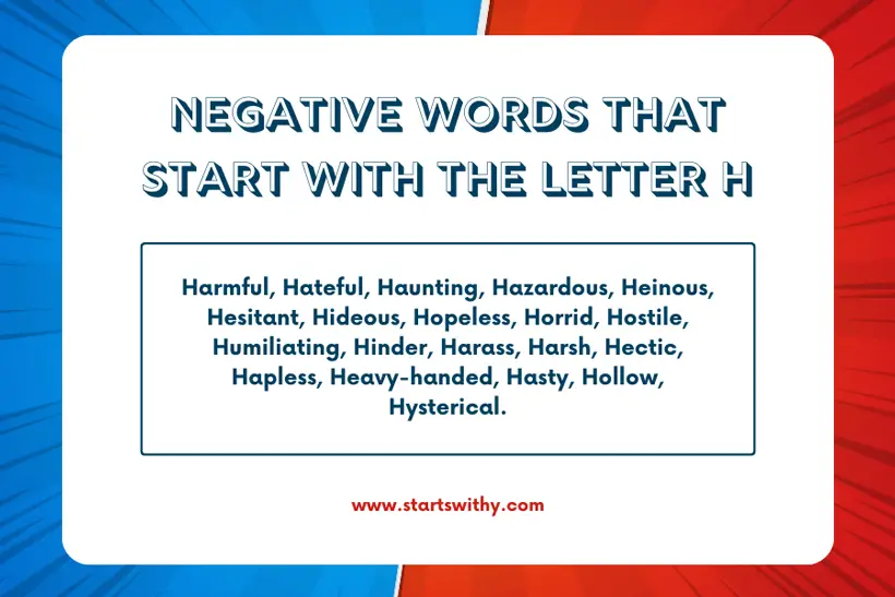 Negative Words That Start With The Letter H