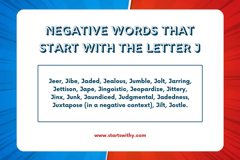 Negative Words That Start With The Letter J