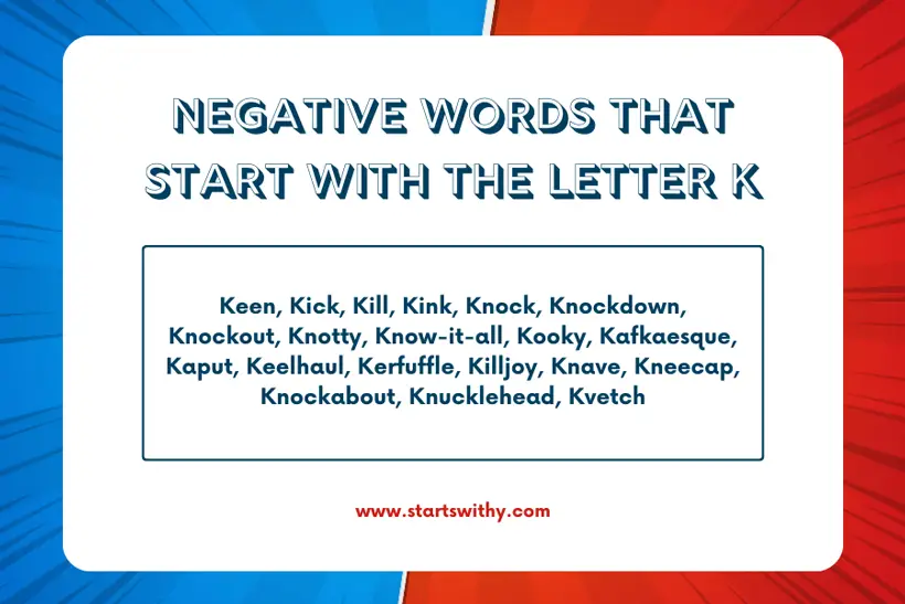 Negative Words That Start With The Letter K