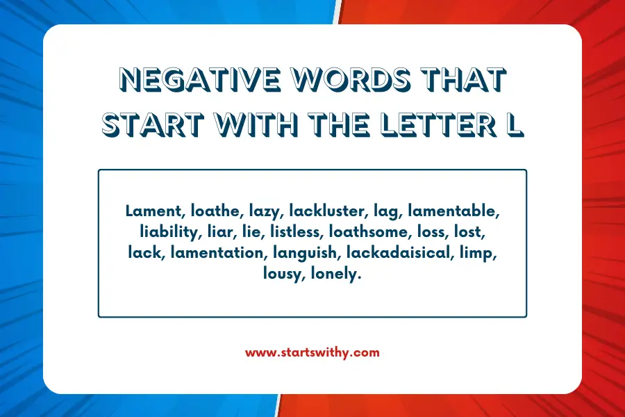 Negative Words That Start With The Letter L