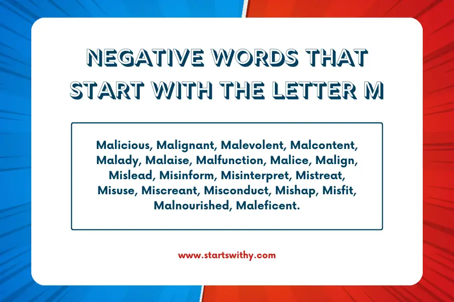 Negative Words That Start With The Letter M