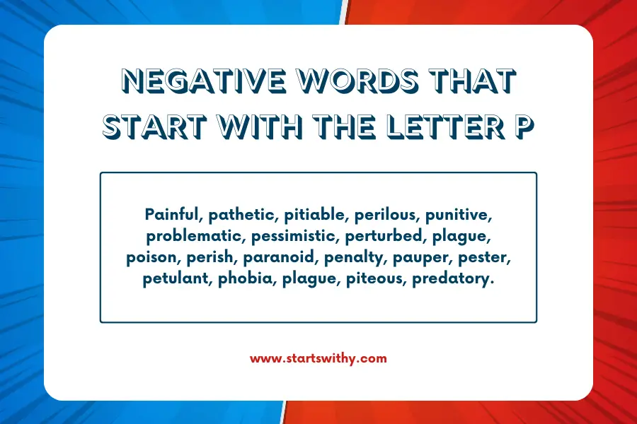 Negative Words That Start With The Letter P