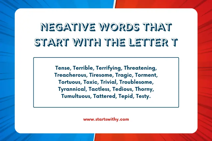 Negative Words That Start With The Letter T