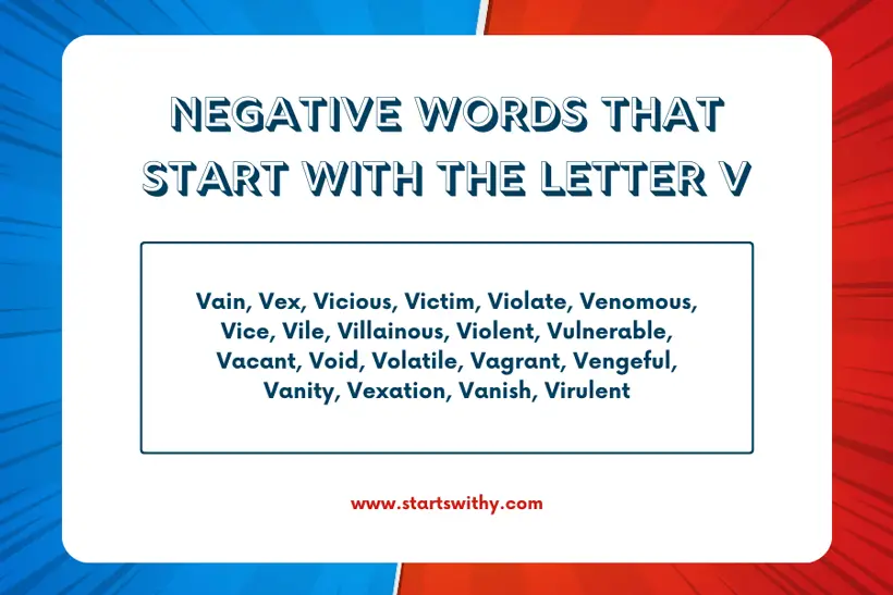 Negative Words That Start With The Letter V
