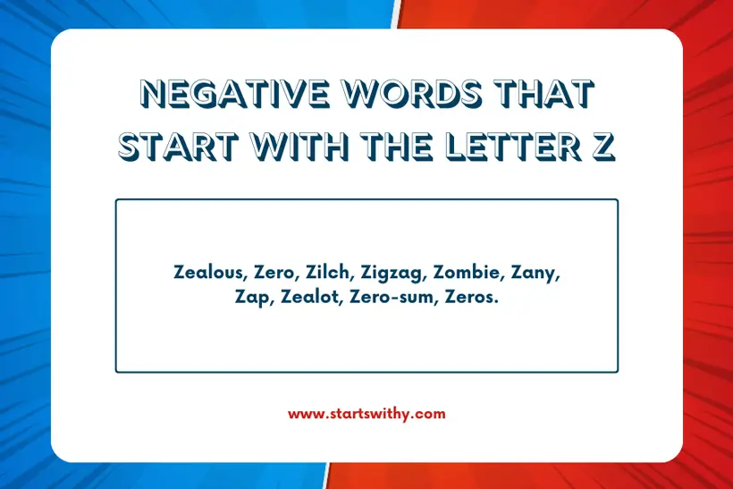 Negative Words That Start With The Letter Z