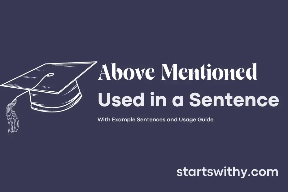 sentence with Above Mentioned
