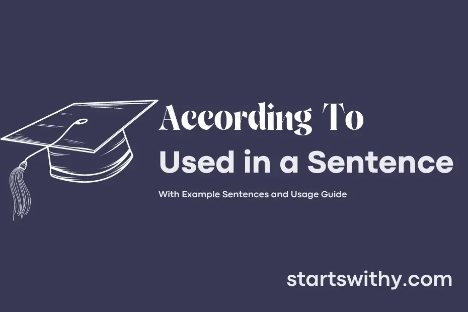 sentence with According To